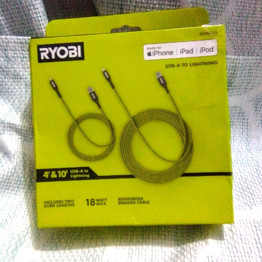 Ryobi iPhone/iPad/iPod charging cables